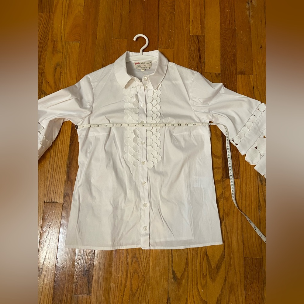 MAISON COMMON Polka dot‎ braid adorned cotton blouse  Sz M - Picture 6 of 11